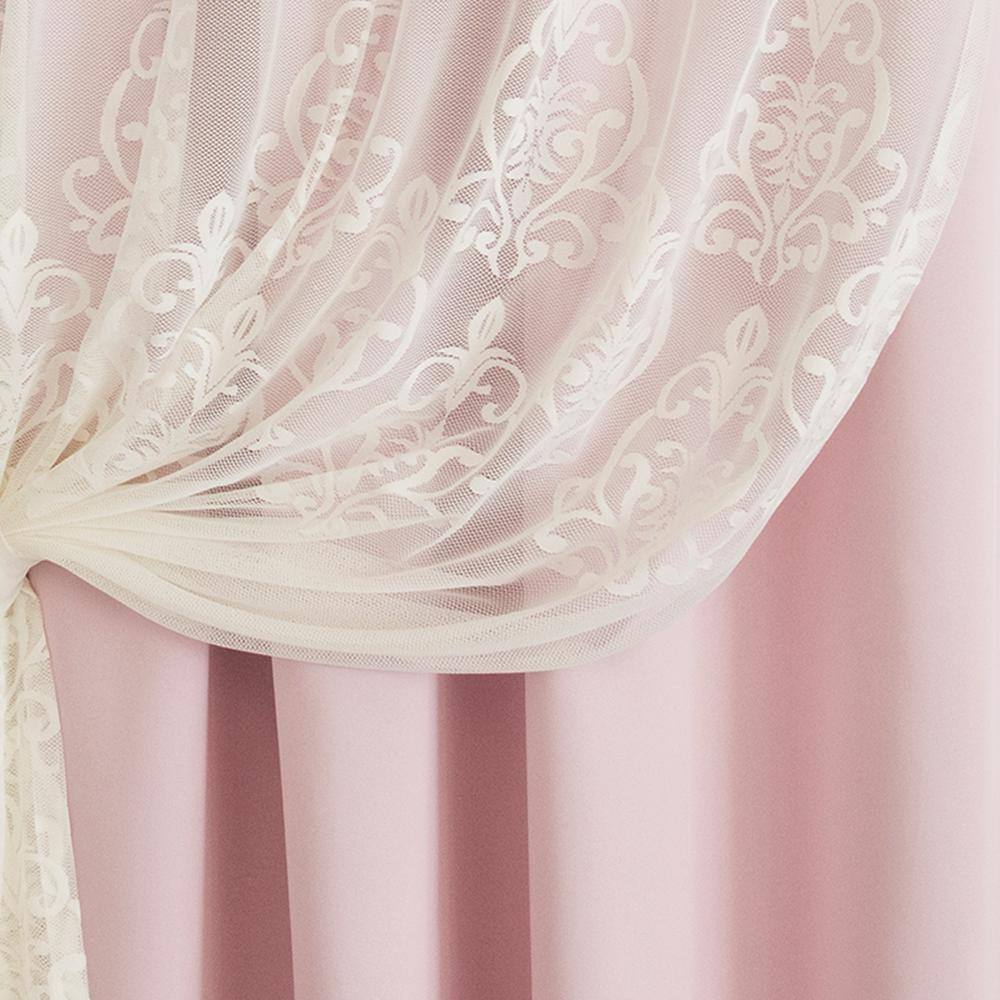 Best Home Fashion Light Pink Solid Grommet Sheer Curtain - 52 in. W x 84 in. L (Set of 2)