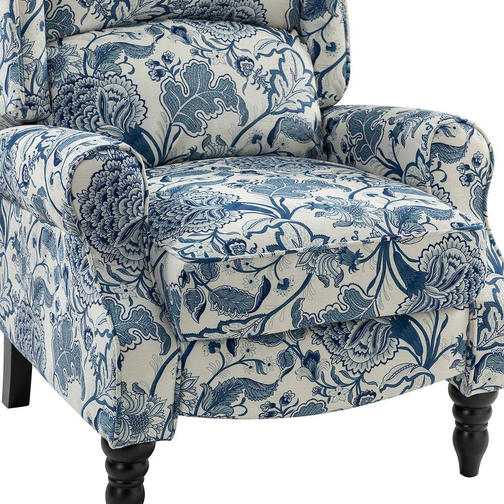 JAYDEN CREATION Bogazk Modern Jacobean Polyester Pattern Manual Recliner with Wingback and Rubber Wood Legs (Set of 2)