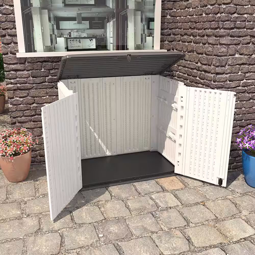 Kadehome Professional Install 4.1 ft. W x 2.5 ft. D Plastic Horizontal Double Door Storage Shed (10.36 sq. ft.)