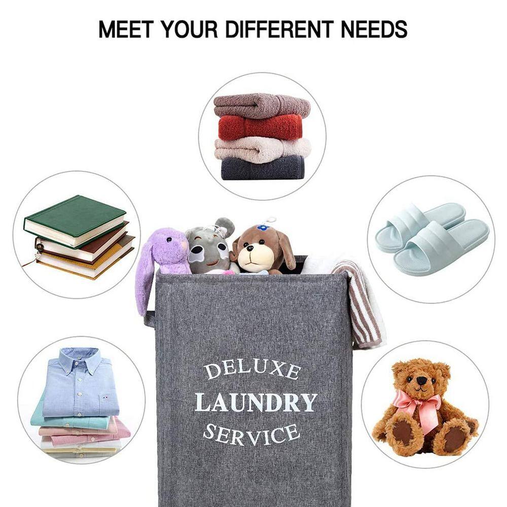 None 90 L Fabric Laundry Basket Hamper with Wheels Gray