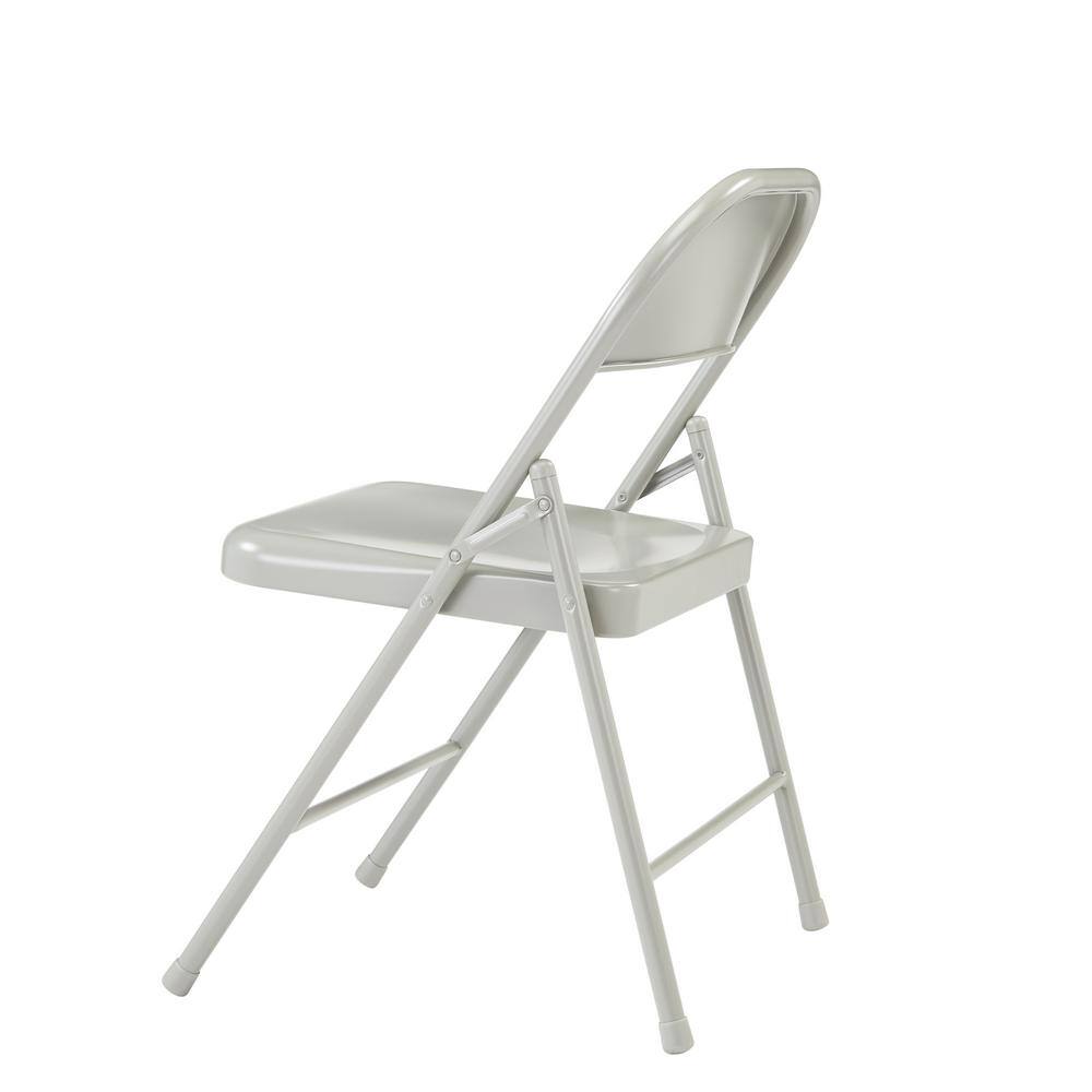 National Public Seating Grey Metal Stackable Folding Chair (Set of 4)