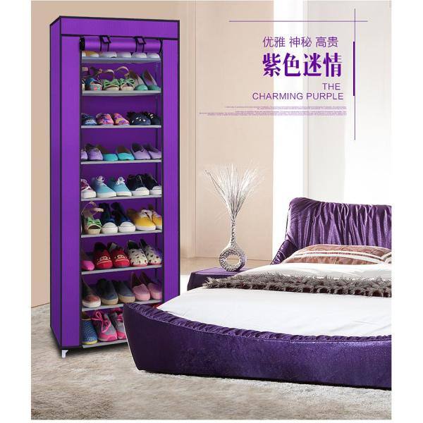 None 62.99 H 27 Pairs 9-Tier Purple Fabric Shoe Rack