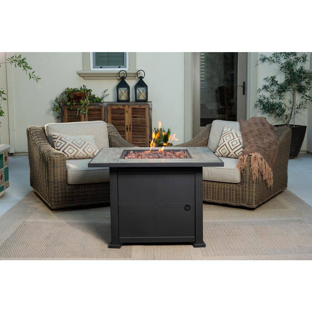 Bond Ashland Steel 35 in. Square Gas Fire Table in Gray and Black
