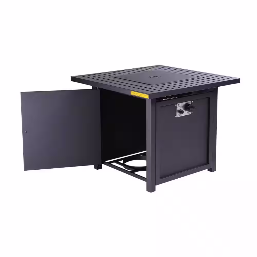 None Upland Slat Top Metal 30 ft. Gas Fire Pit Table