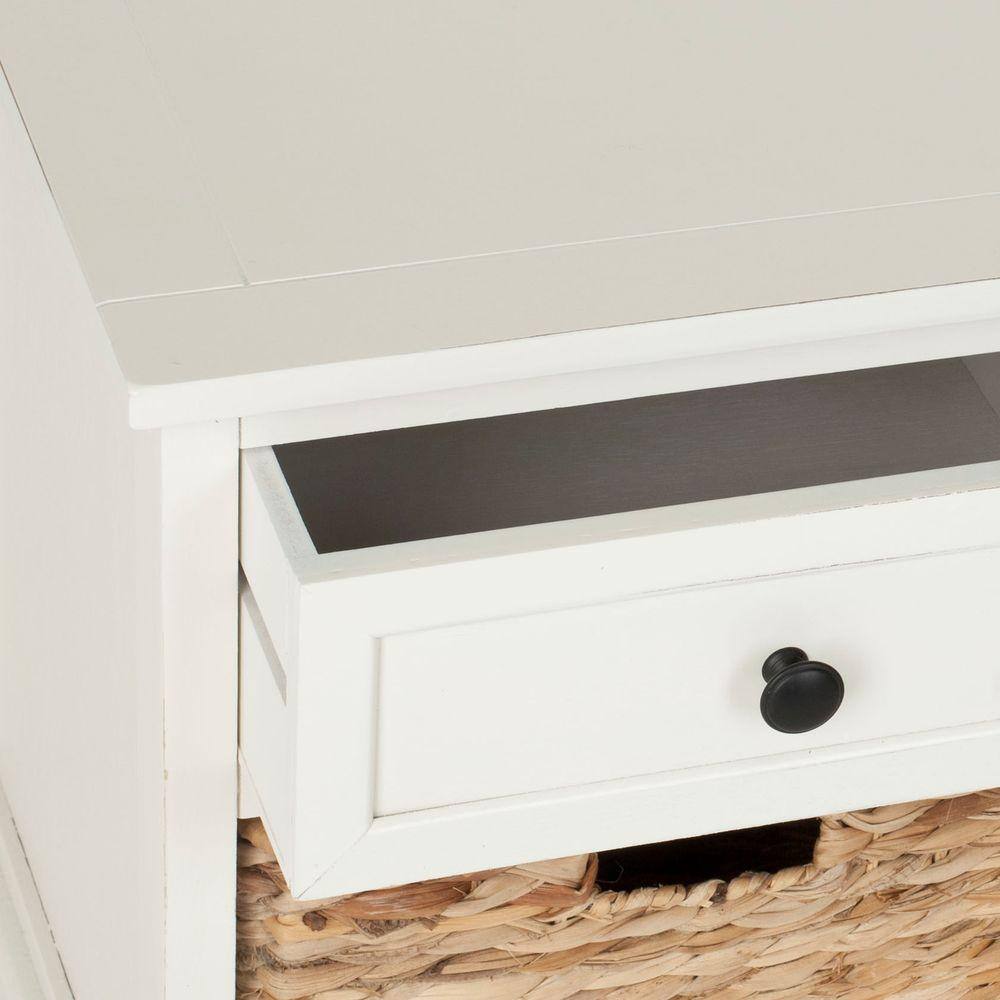 SAFAVIEH Damien 3-Drawer Rustic White/Cream Wood Entryway Bench