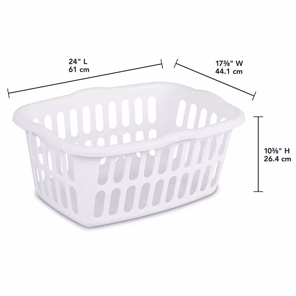 Sterilite 1.5 Bushel Plastic Stackable Clothes Laundry Basket, White (24 Pack)