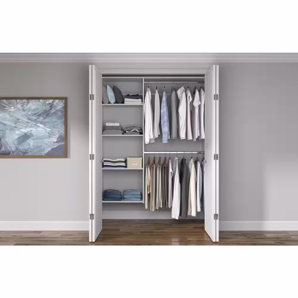 Closet Evolution 36 in. W - 60 in. W White Wood Closet System