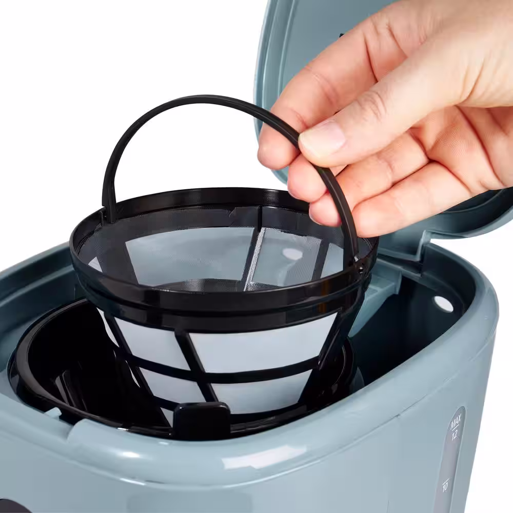 HADEN Brighton 12-Cup Sky Blue Retro Style Coffee Maker Programmable with Strength Control and Timer