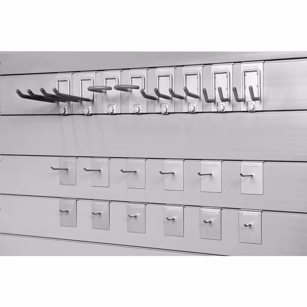 CROWNWALL 48 in. H x 96 in. W Basic Bundle PVC Slatwall Panel Set with Locking Hook Kit in Sandstone (20-Piece)