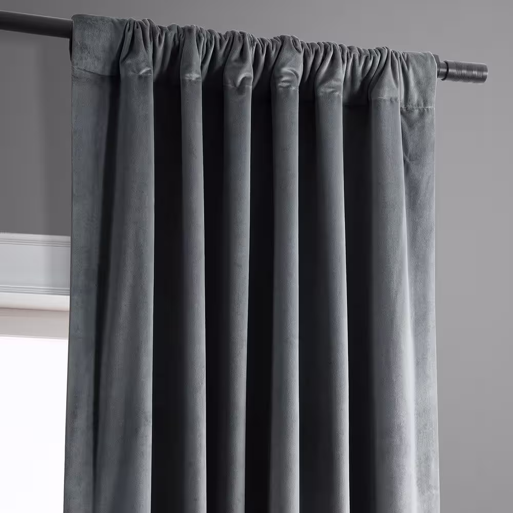 Exclusive Fabrics & Furnishings Natural Grey Rod Pocket Blackout Curtain - 50 in. W x 63 in. L (1 Panel)