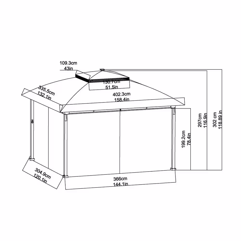 Hampton Bay Jasper Hill 11 ft. x 13 ft. Brown Soft Top Gazebo with Solar LED Lighting