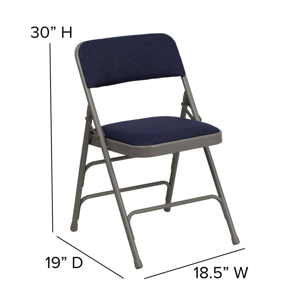 Carnegy Avenue Navy Fabric/Gray Frame Metal Folding Chair (2-Pack)