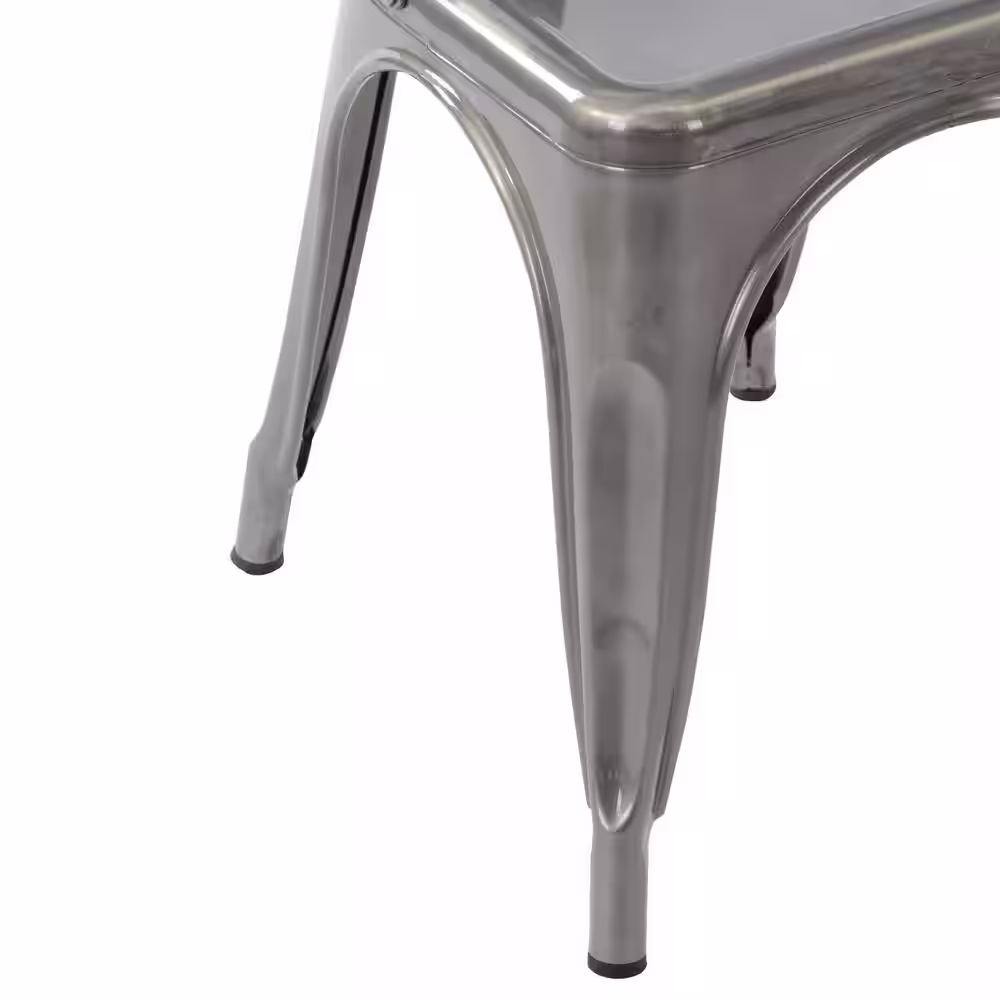 None Kricox Silver Metal Tolix Style Stackable Side Chairs (Set of 2)