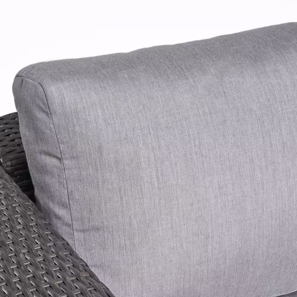 Noble House Santa Rosa Grey 7-Piece Faux Rattan Patio Conversation Sectional Seating Set with Sunbrella Canvas Granite Cushions