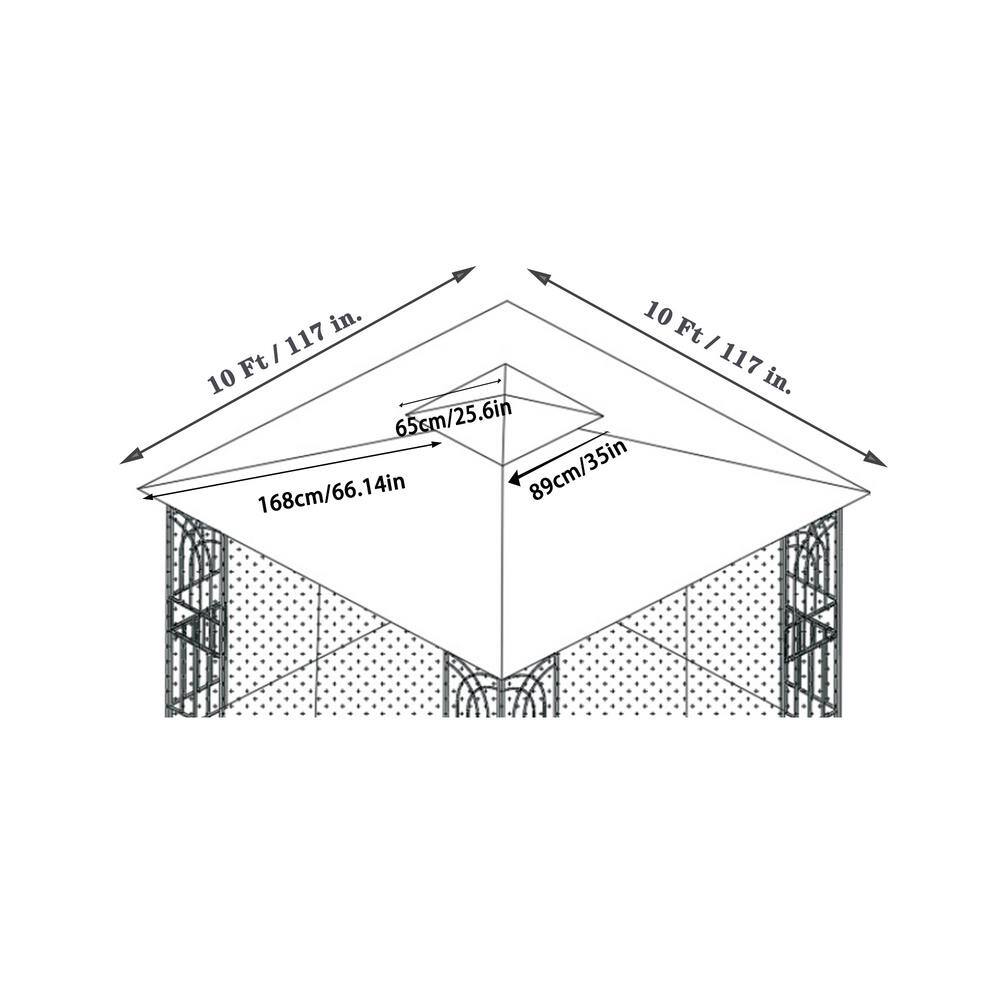 None 10 ft. x 10 ft. Gray Patio Double Roof Gazebo Replacement Canopy Top Only