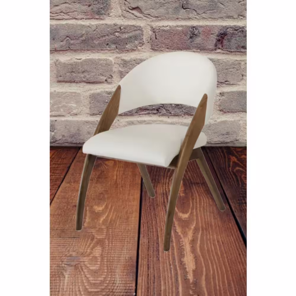 HomeRoots Valerie Walnut Wood and Cream Leatherette Dining Chair (Set of 1)