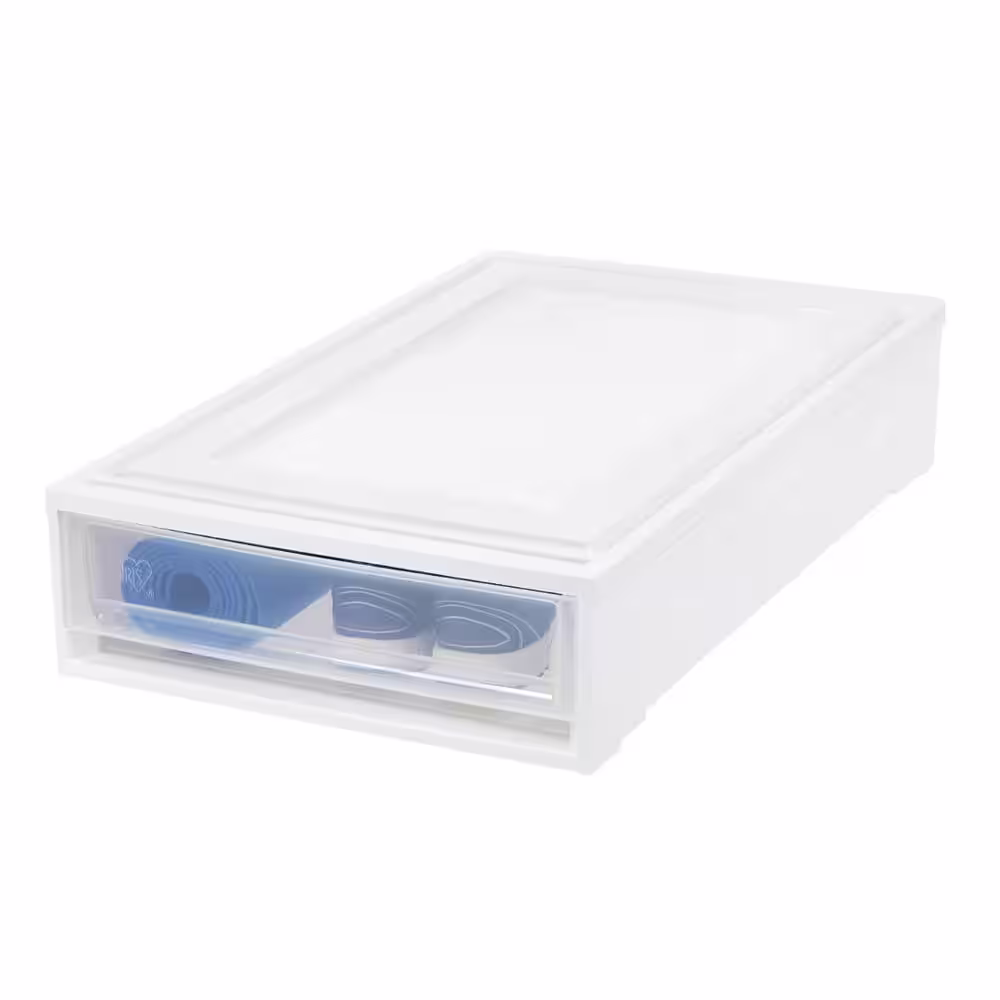 IRIS 17.38 in. x 5.88 in. White Under Bed Box Chest Drawer