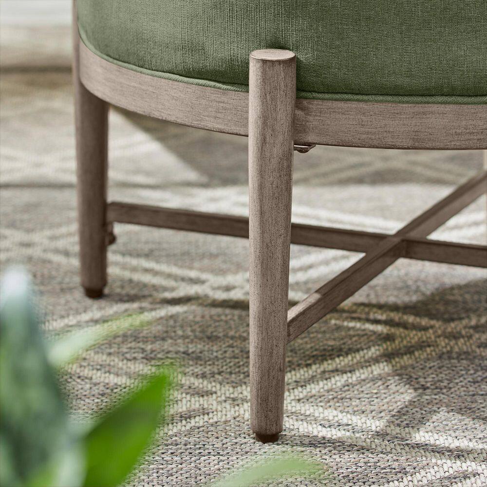 Hampton Bay Autumn Chase Powder Coating Stationary 5-Piece Wicker Patio Conversation Set with Olive Green Cushions