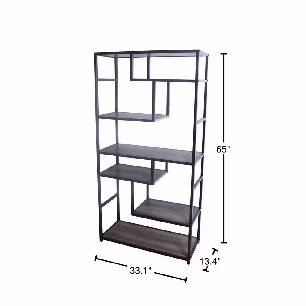 HOUSEHOLD ESSENTIALS 6-Shelf Ashwood Wall Unit