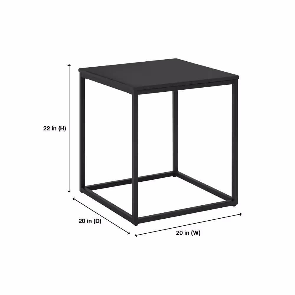 StyleWell Donnelly Black Square End Table with Black Wood Top (20 in. W x 22 in. H)