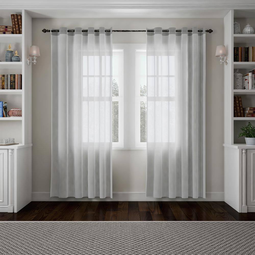 None 1 in. Telescoping 48 in. to 84 in. Single Curtain Rod - Modern Urn Finals and Mounting Hardware in Black