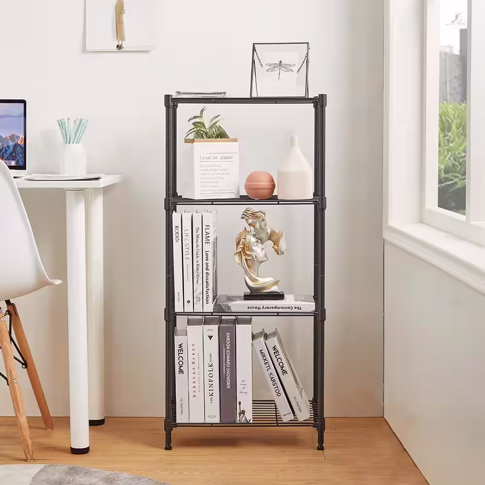 mzg 4 Tier Grey Powder Coating Wire Shelving Unit 12 in. x 18 in. x 39 in.