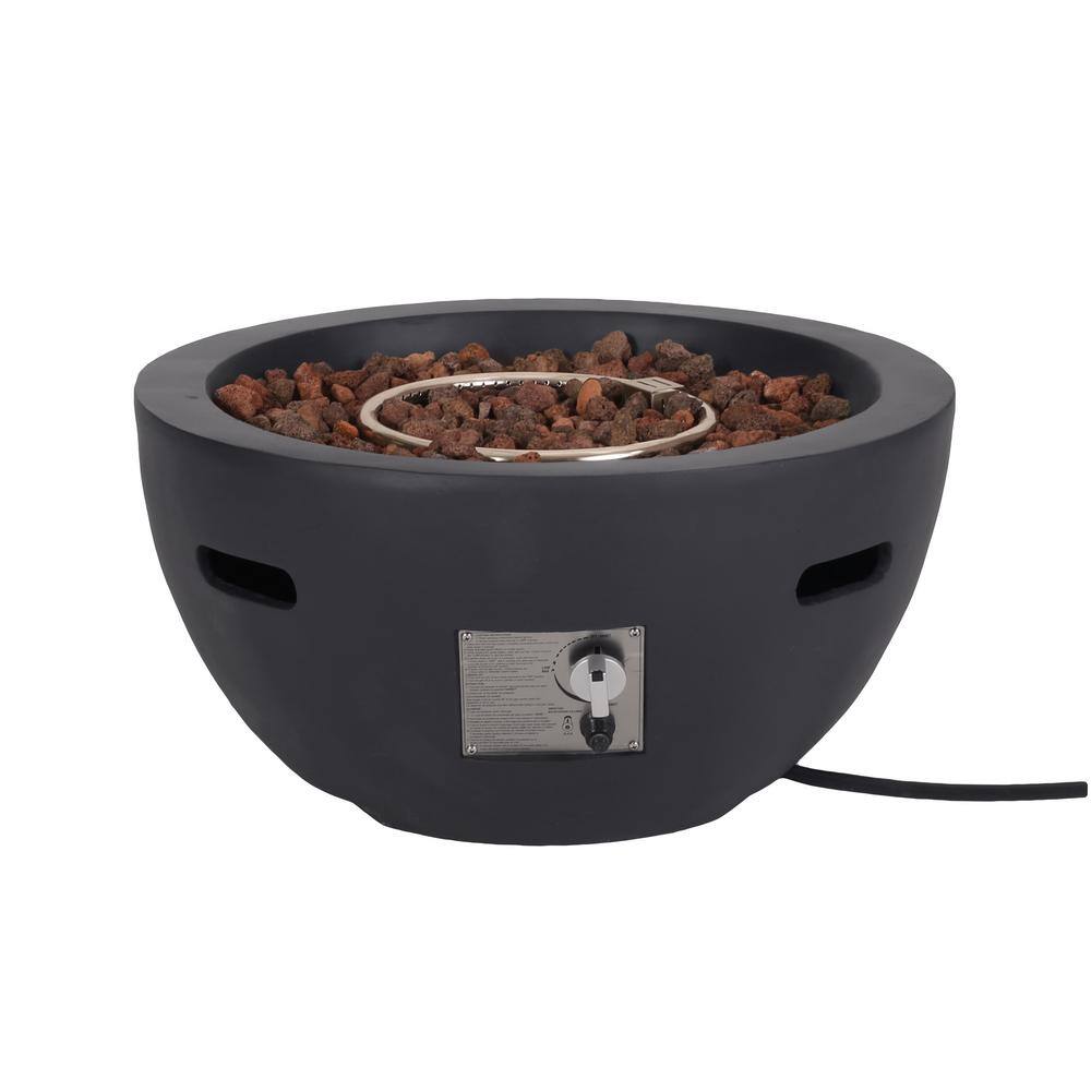 Noble House Tulip Dark Gray Stone Fire Pit Bowl (No Tank Holder)