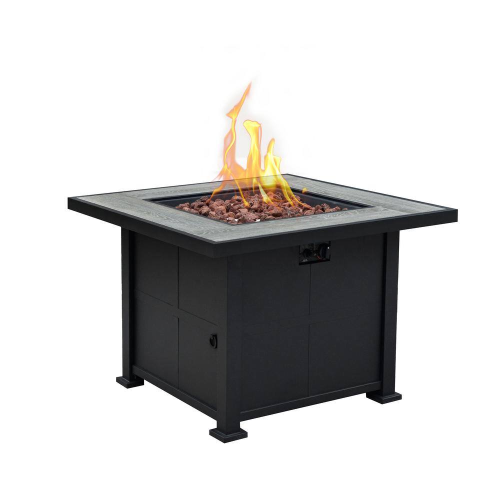 Bond Ashland Steel 35 in. Square Gas Fire Table in Gray and Black