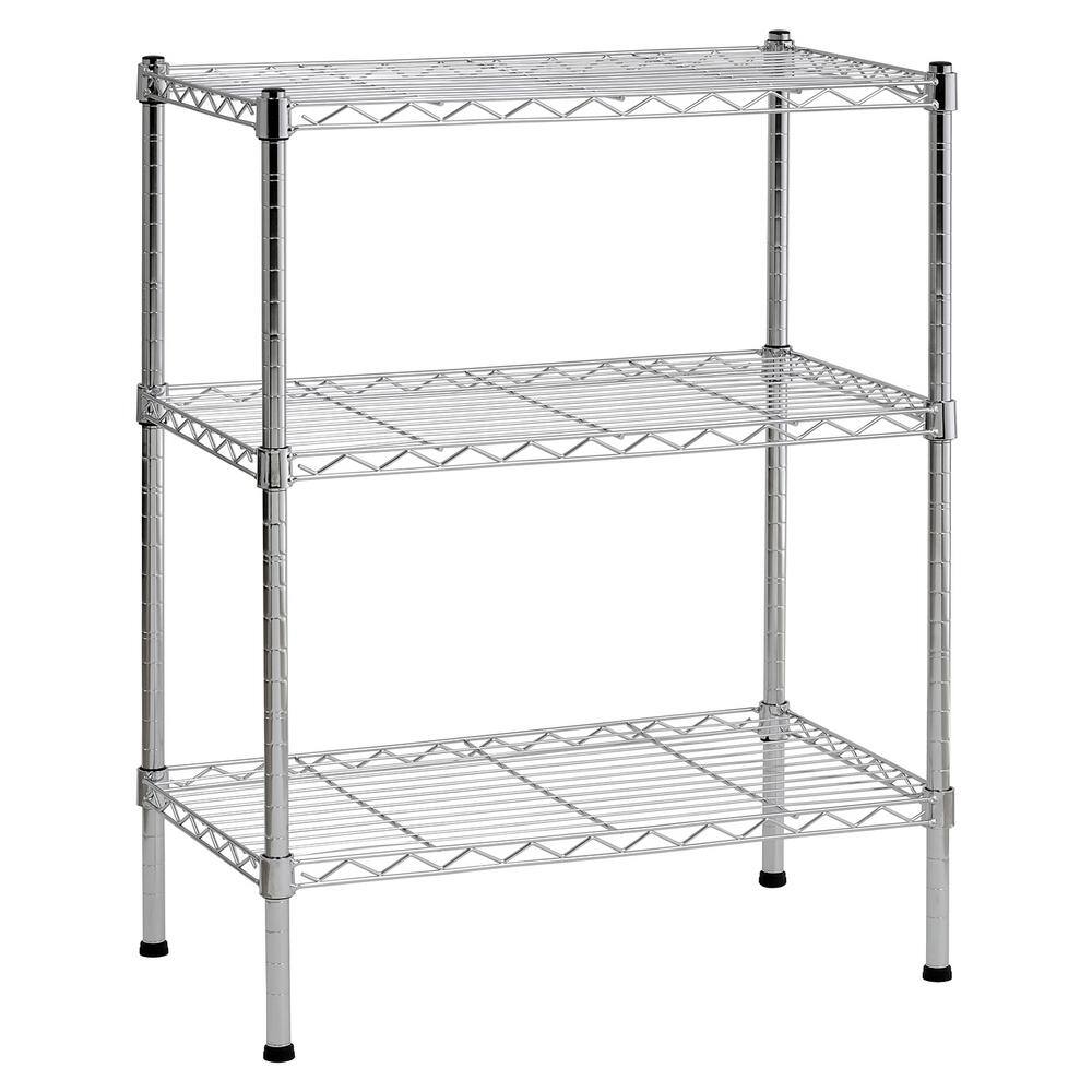 Sandusky Chrome 3-Tier Steel Wire Shelving Unit (24 in. W x 30 in. H x 14 in. D)