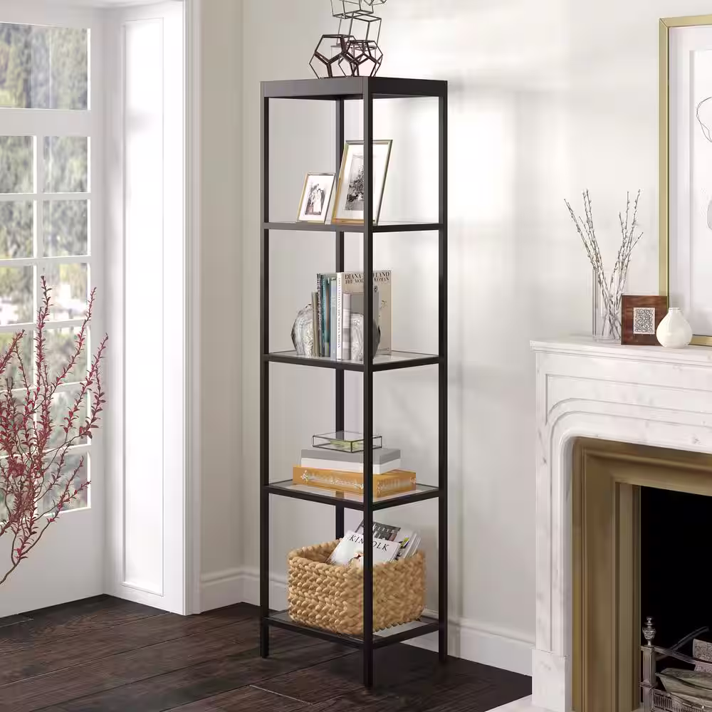 Meyer&Cross Alexis 70 in. Blackened Bronze 4-Shelf Standard Bookcase