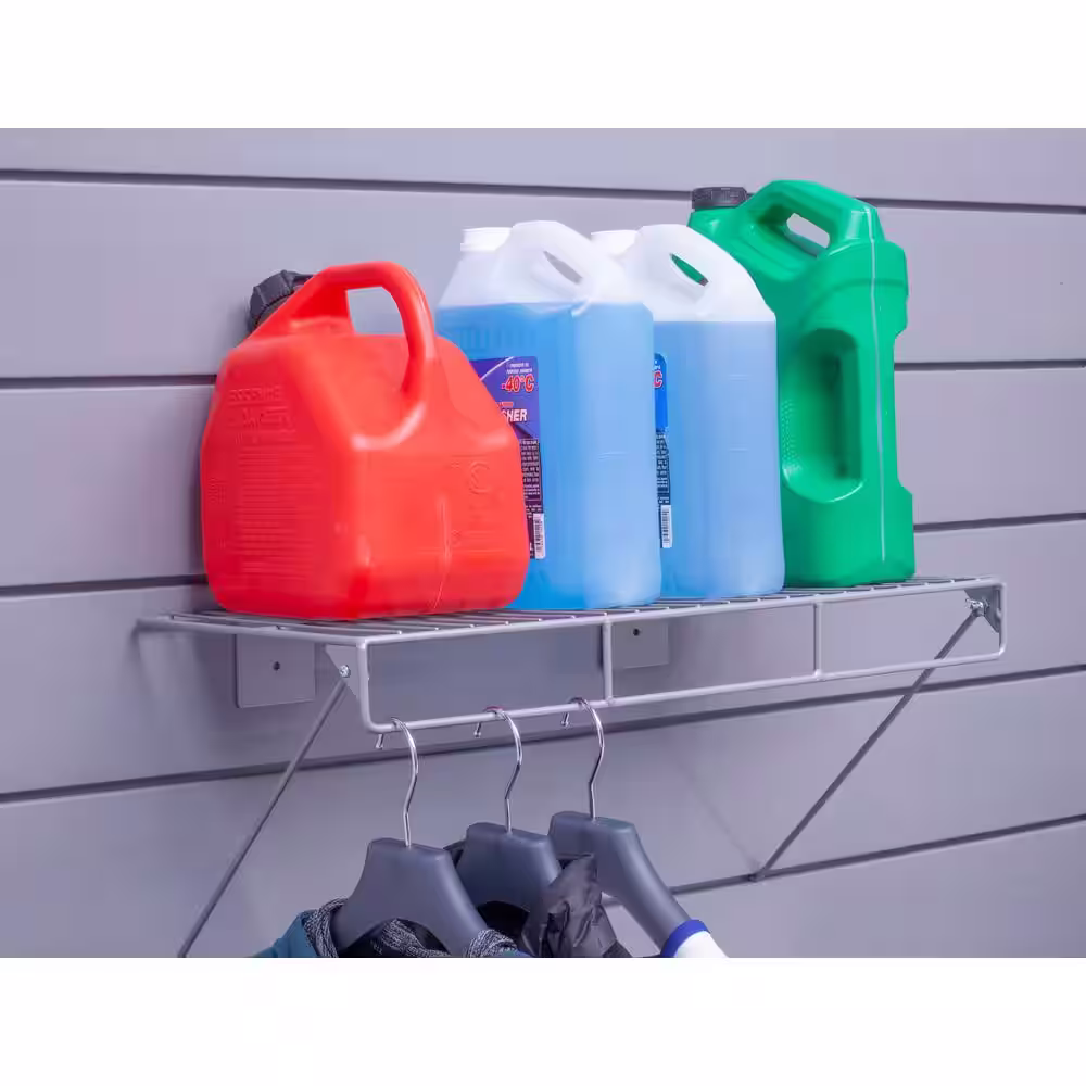 CROWNWALL 24 in. L x 12 in. W Slatwall Wire Shelf with Rail (2-Pack)