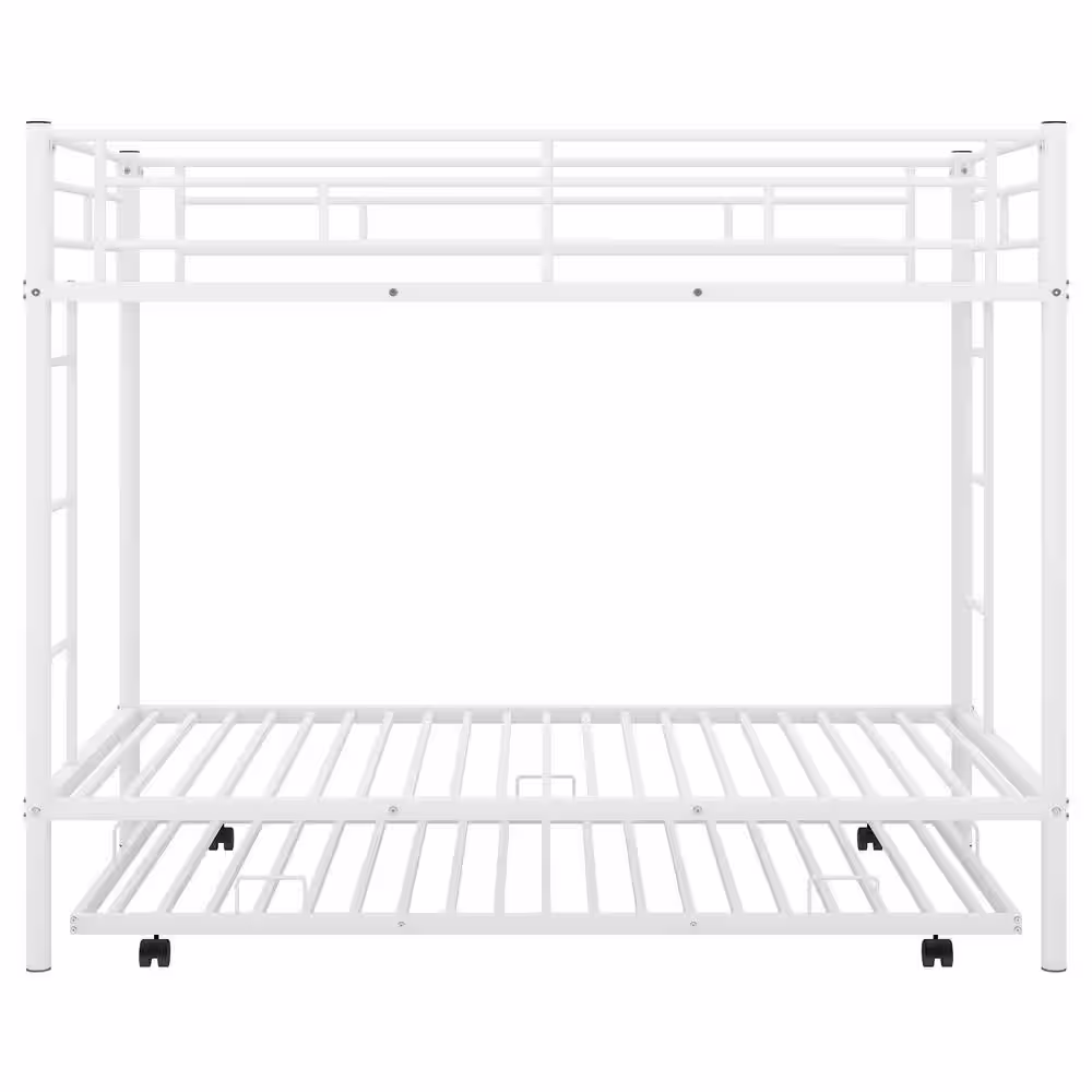 Harper & Bright Designs White Twin Over Twin Bunk Bed with Trundle