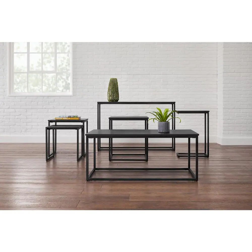 StyleWell Donnelly Black Console Table with Black Wood Top (48 in. W)