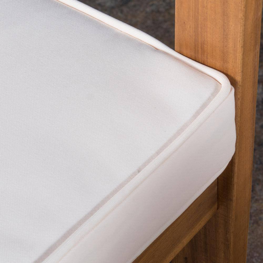 None Luciano Brown 4-Piece Wood Patio Conversation Set with Beige Cushions