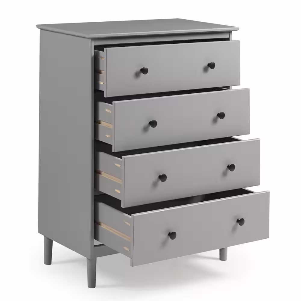 Welwick Designs 4-Drawer Grey Solid Wood Modern Transitional Framed Dresser (40 in. H x 30 in. W x 16 in. D)