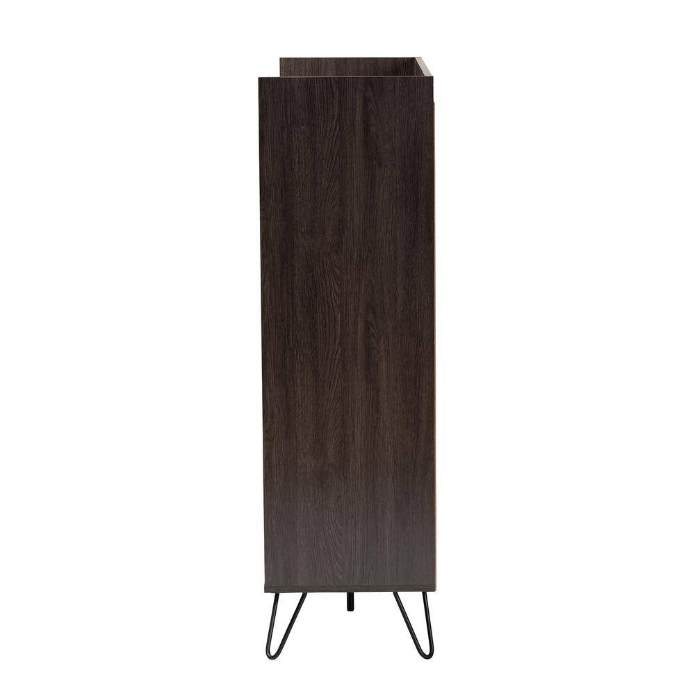 Baxton Studio Baldor 47.2 in. H x 47.2 in. W Brown and Black MDF Shoe Storage Cabinet