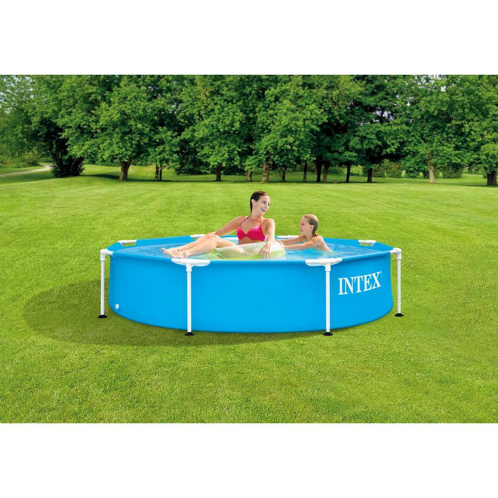 Intex 8 ft. x 20 in. Round Rust Resistant Durable Steel Metal Frame Swimming Pool