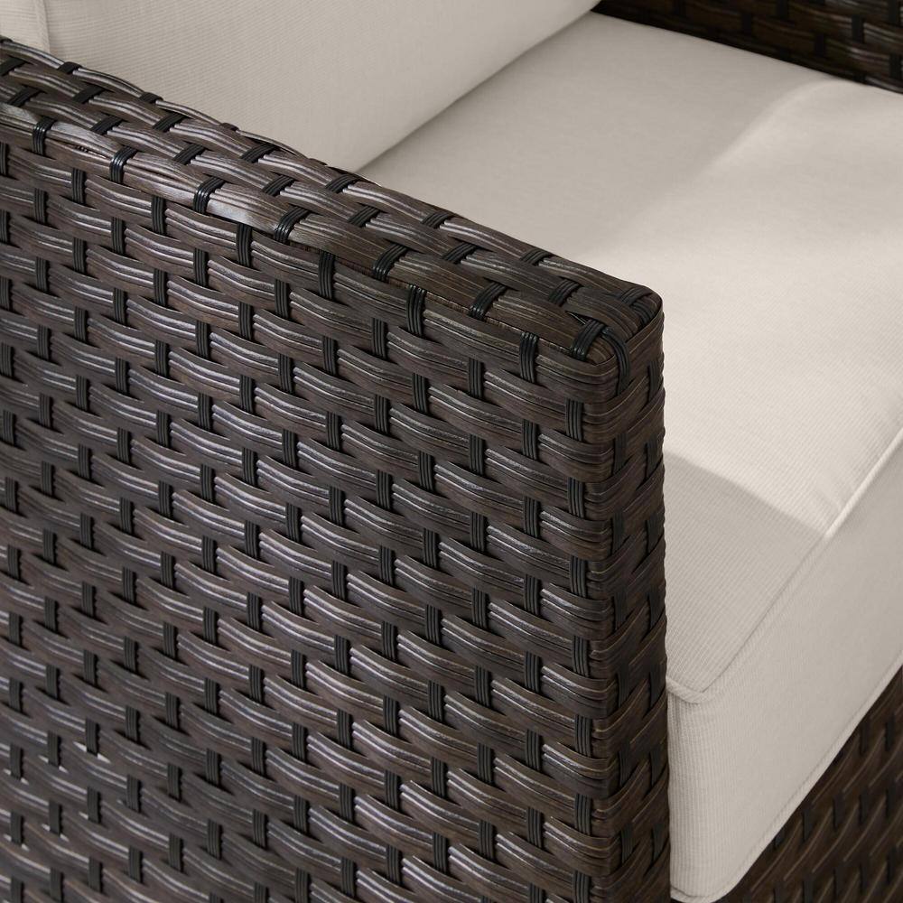 StyleWell Sharon Hill Powder Coating 5-Piece Dark Wicker Patio Conversation with Almond Biscotti Cushions