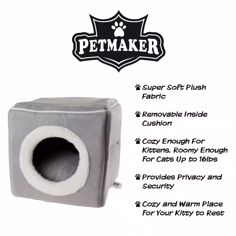 Petmaker Small Grey Cozy Cave Pet Cube