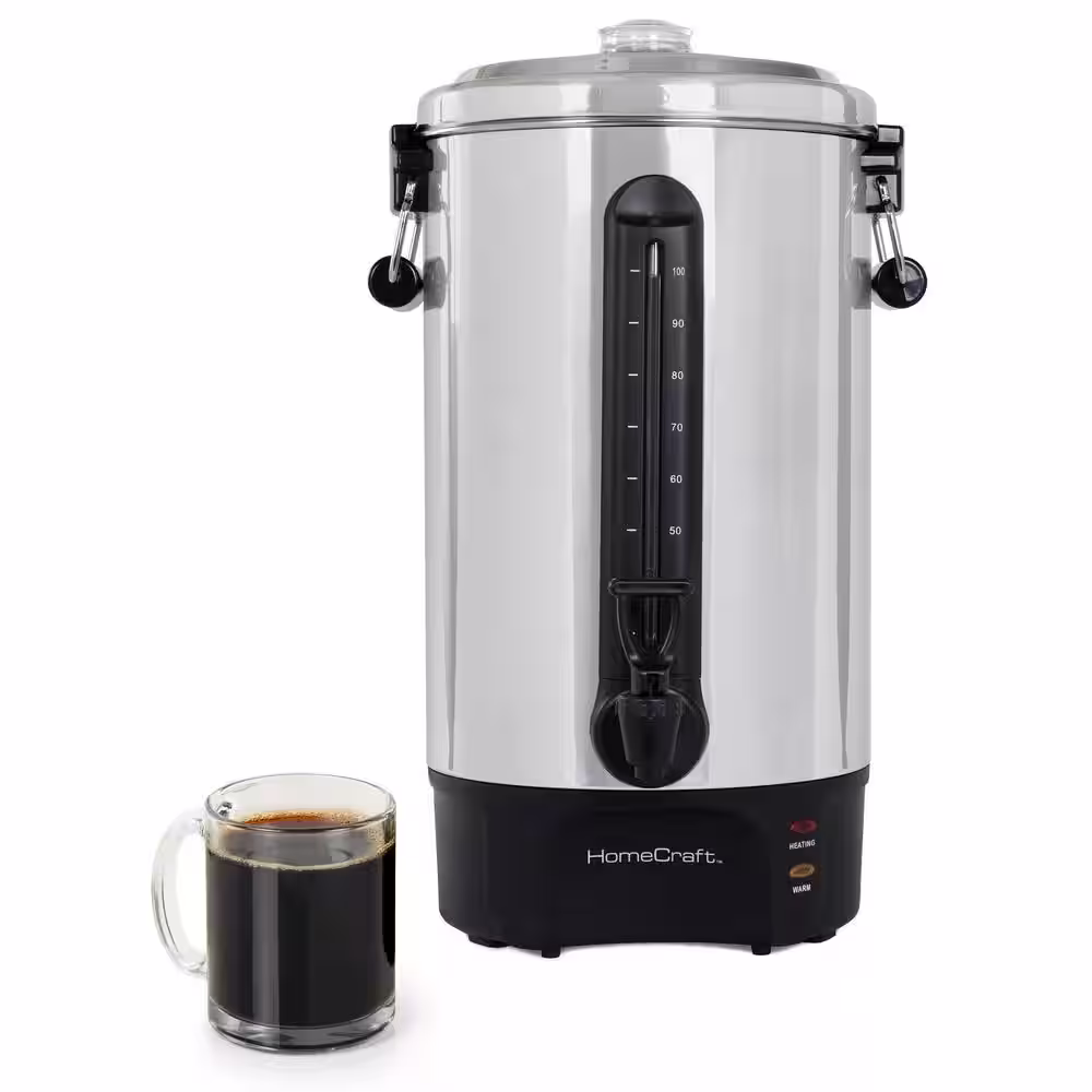 HomeCraft 100-Cup Stainless Steel Coffee Urn with 2-Spigots