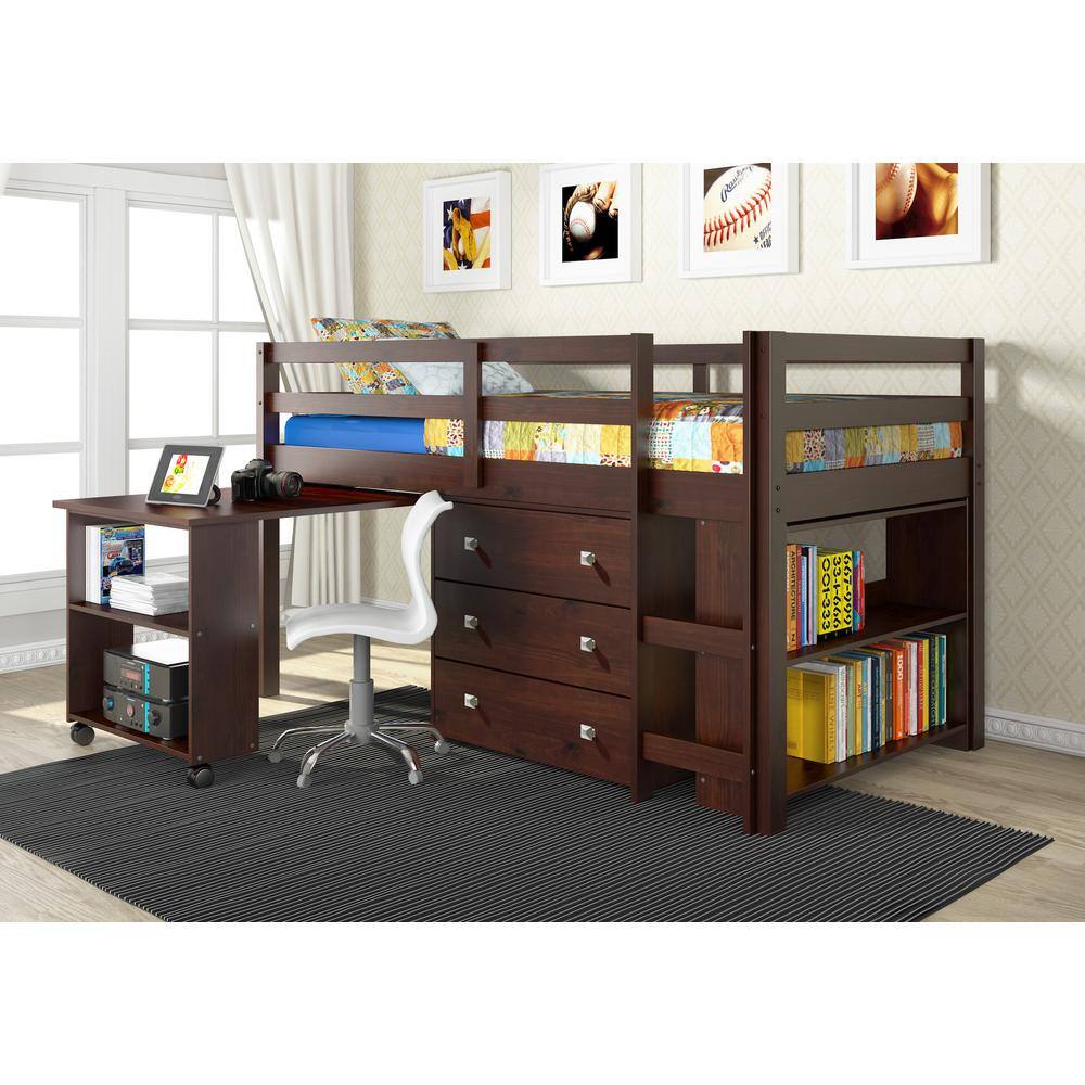 Donco Kids Cappuccino Twin Low Loft Bed