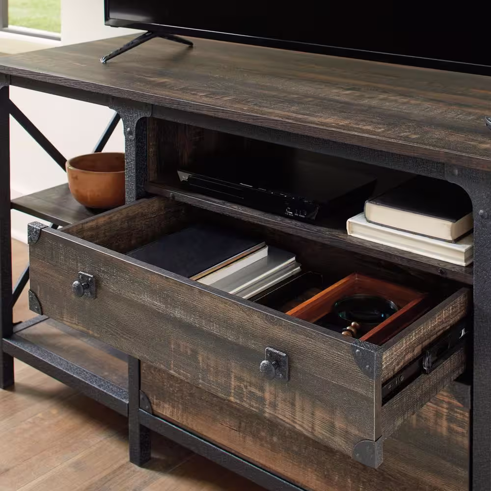 SAUDER Steel River Carbon Oak Accent Cabinet with Hanging File Drawer