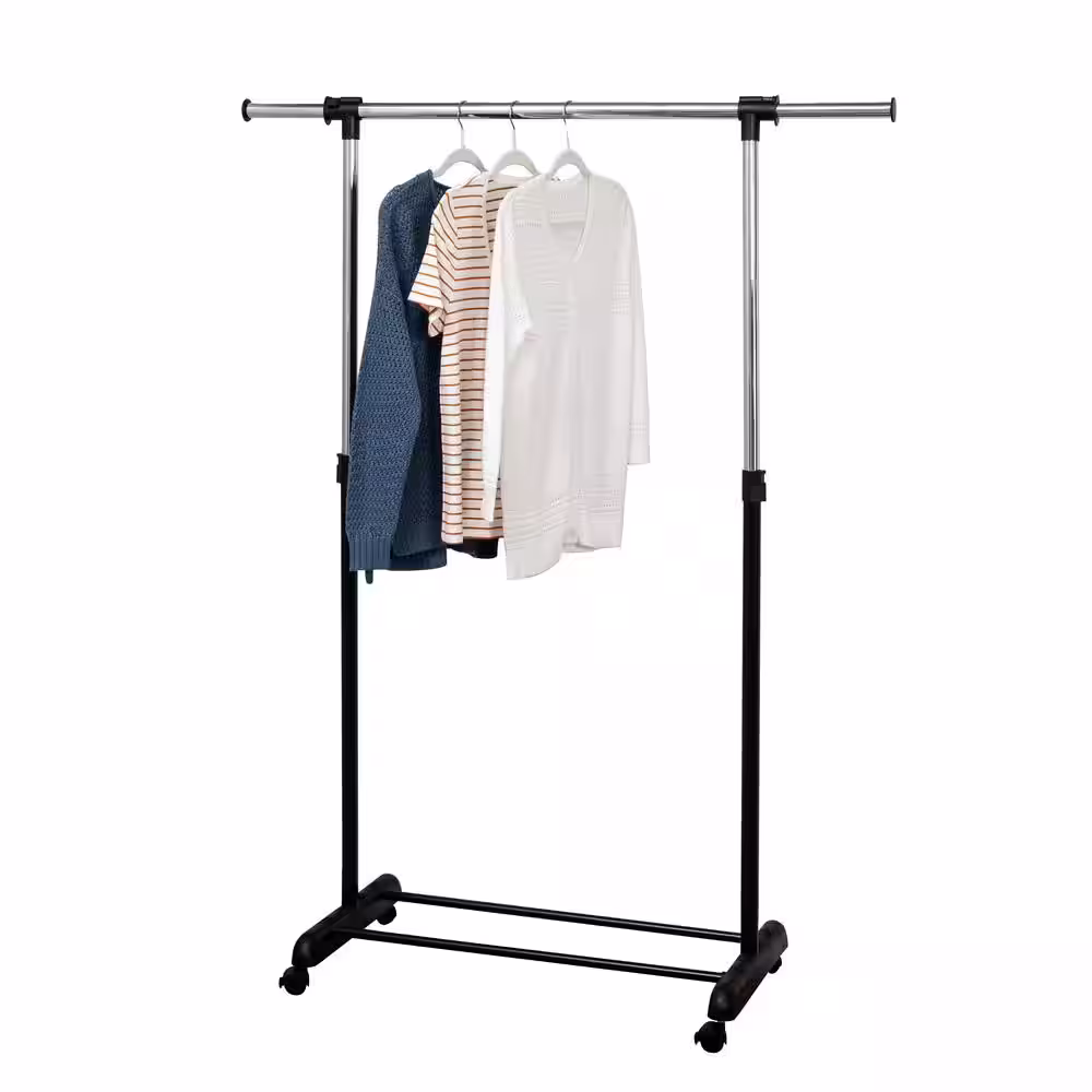 None Black Steel Clothes Rack 50 in. W x 66.75 in. H