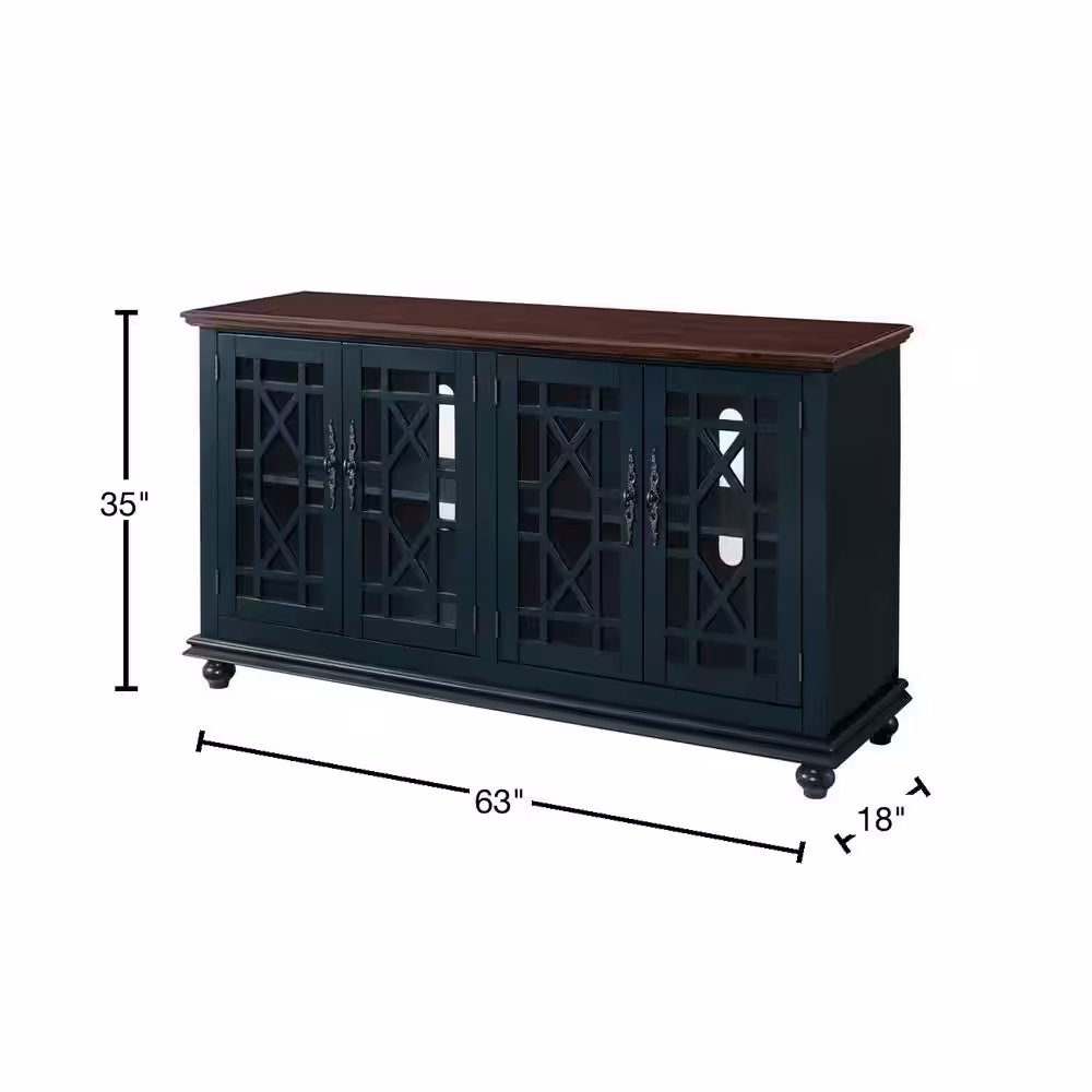 Martin Svensson Home Palisades TV Stand, Catalina Blue with Coffee Top