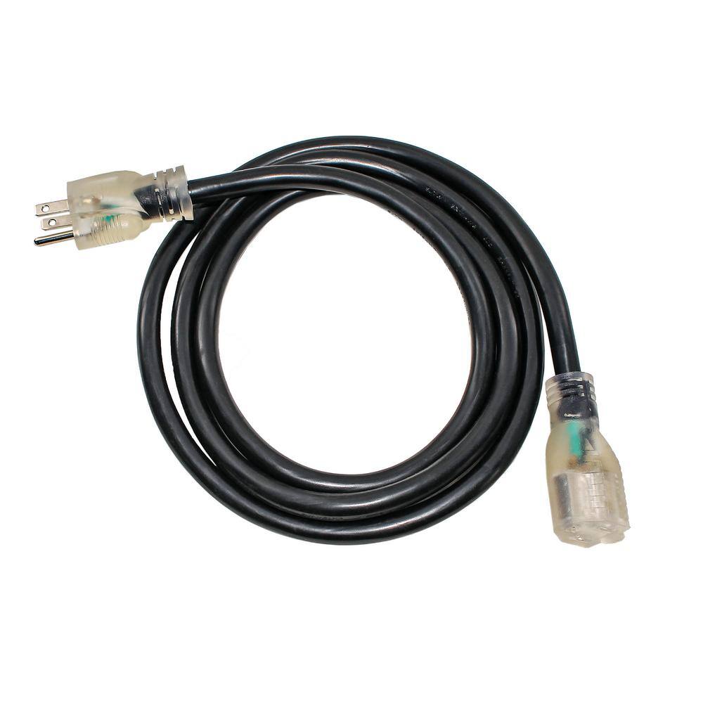 None 6 ft. 14/3 SJTW 13 Amp 125-Volt 1625-Watt Lighted End Indoor/Outdoor Black Heavy-Duty Extension Cord (2-Pack)