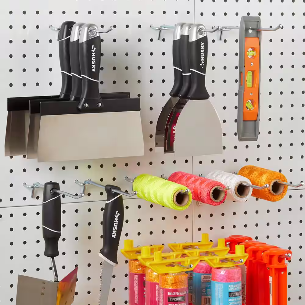 Everbilt 8 in. Zinc-Plated Steel Straight Peg Hooks (12-Pack) for 1/4 in. Pegboards