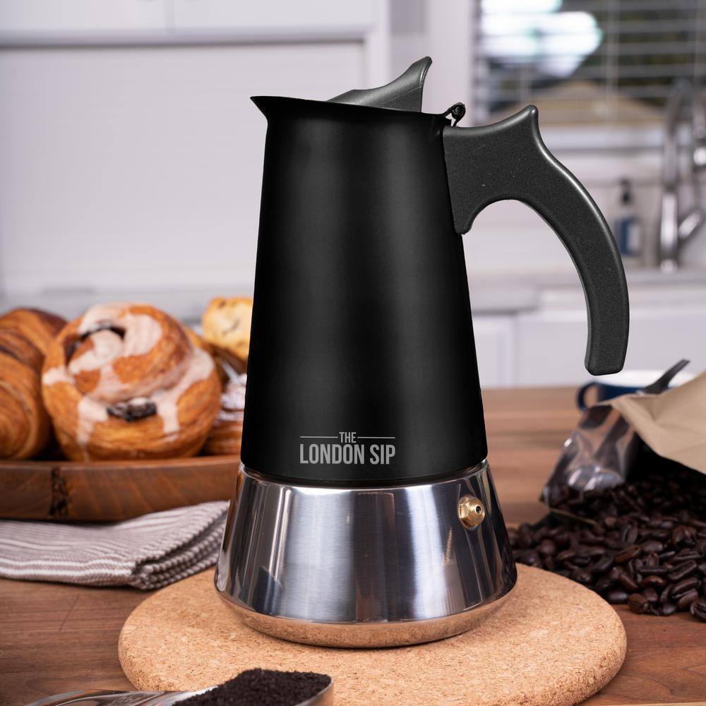 The London Sip London Sip Stovetop Espresso Maker 10-Cup, Matte Black