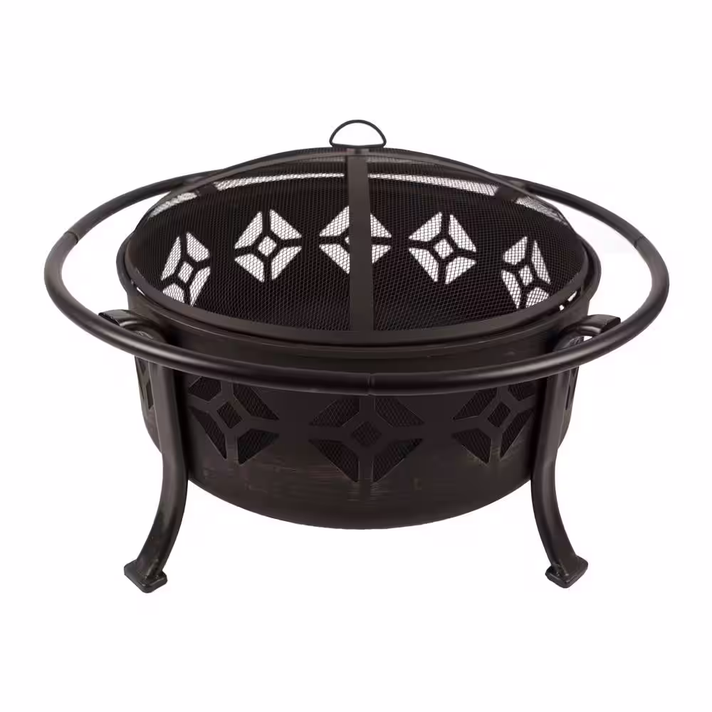 Pleasant Hearth Sunderland Deep Bowl 36 in. x 23 in. Square Steel Wood Fire Pit in Bronze