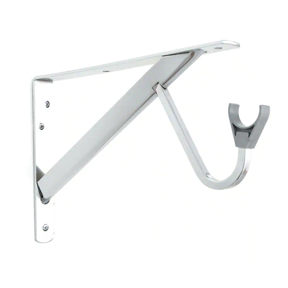 Everbilt H8 in. x D12.4 in. x W1.05 in. Chrome Heavy Duty 300 lbs. Shelf and Rod Bracket