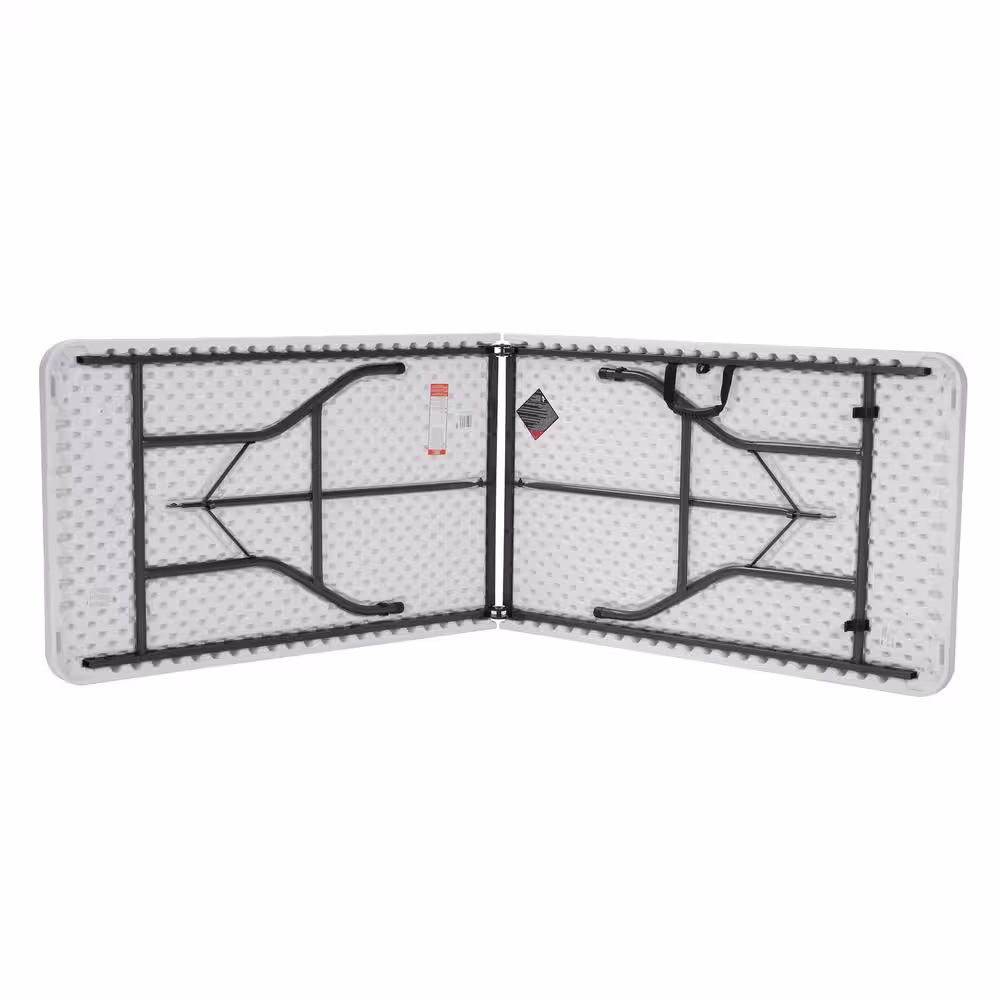 Cosco 96 in. White Plastic Fold-in-Half Folding Banquet Table